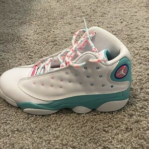 WORN ONCE Blue and pink Jordans